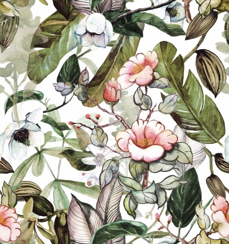 jednolity-wzor-akwarela-z-tropikalnych-kwiatow-magnolii-kwiatu-pomaranczy-wanilii-tropikalnych-lisci-lisci-bananowca