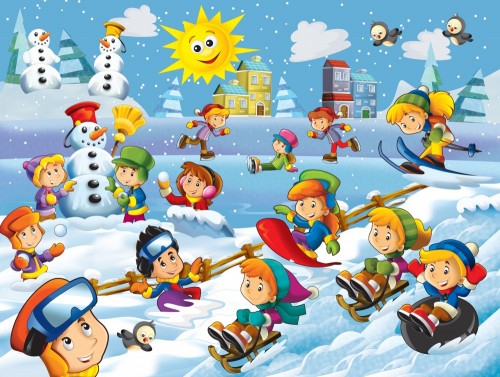Obraz na Płótnie Dzieci bawiące się zimą - reWALLution.pl