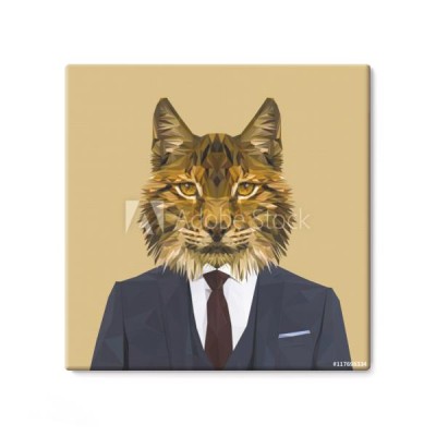 kotek-lynx-ubrany-w-granatowy-garnitur-z-czerwonym-krawatem-biznesowy-mezczyzna-ilustracji-wektorowych