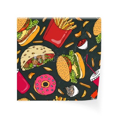 czarna-tablica-tlo-burger-cola-frytki-ketchup-falafel-pita-klopsiki-sos-majonezowy-fast-street-food-seamless-realistyczne