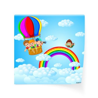 szczesliwe-dzieci-latajace-w-balonem-i-spadochroniarzem