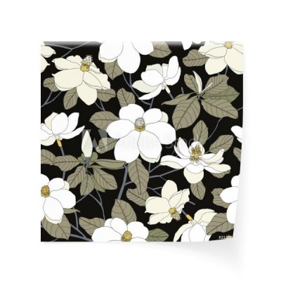 bezszwowy-wzor-z-magnolia-liscmi-na-czarnymi-backg-i-kwiatami
