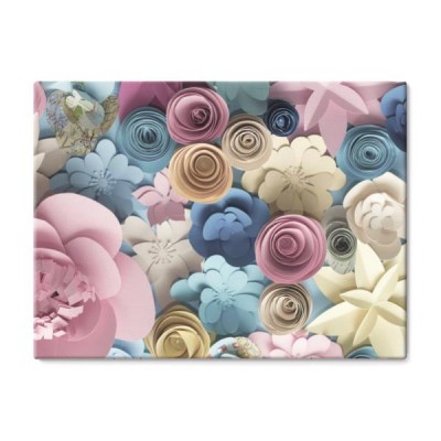 kwiecisty-modny-abstrakcjonistyczny-tlo-z-3d-papierowymi-kwiatami