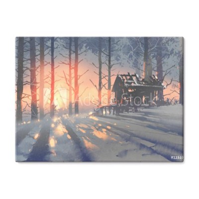 zimowy-krajobraz-opuszczonego-domu-w-lesie-ilustracja-malarstwo