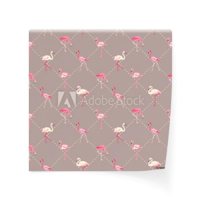 flamingo-ptaka-tlo-retro-bezszwowy-wzor-w-wektorze