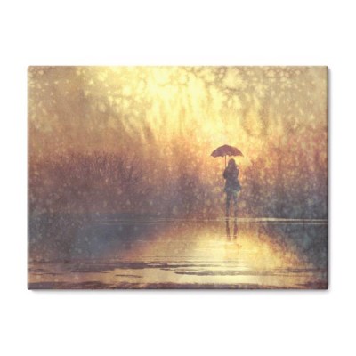 osamotniona-kobieta-z-parasolem-w-jeziorze-ilustracja