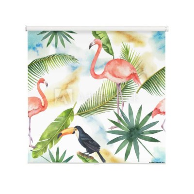 akwarela-bezszwowe-wzor-transparent-tropikalny-lisci-flamingo-i-tukan-na-bialym-tle