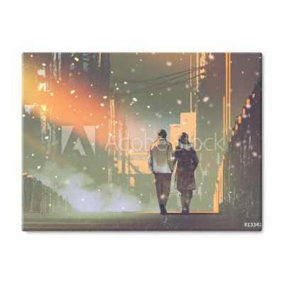 para-zakochanych-spaceru-na-ulicy-miasta-malarstwo-ilustracja