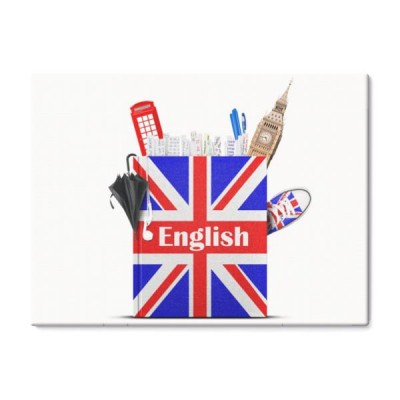 angielski-podrecznik-z-brytyjska-flaga-i-parasolem