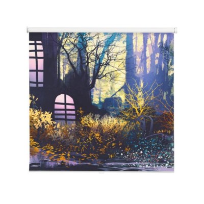 fantasy-krajobraz-z-domu-w-drzewie-trunk-illustration-malarstwa