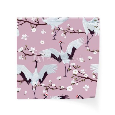 wzor-z-japonskimi-zurawiami-i-kwitnaca-magnolia