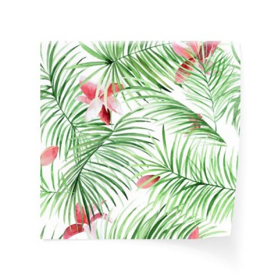 akwarela-bezszwowe-wzor-z-lisci-palmowych-i-tropikalnych-kwiatow