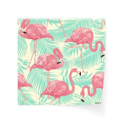 flamingo-bird-and-tropical-palm-background-wektor-bez-szwu-desen