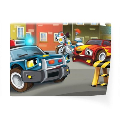 kreskowki-scena-policyjna-pogon-samochod-lapiaca-ilustracja-dla-dzieci