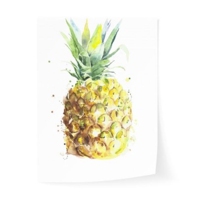 ananasowy-owocowy-handmade-akwarela-obraz-na-bialym-tle
