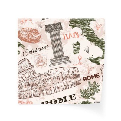 rzym-vintage-wzor-z-koloseum-mape-wlochy-klasyczne-kolumny-stylu-i-kwiaty-na-tlo-grunge-retro-recznie-rysowane-ilustracji