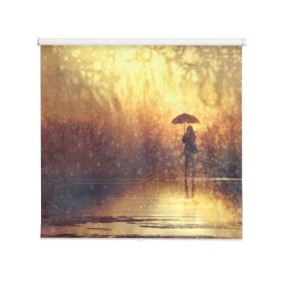 osamotniona-kobieta-z-parasolem-w-jeziorze-ilustracja