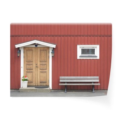 drewniane-zolte-drzwi-w-kolorze-czerwonym-budynku