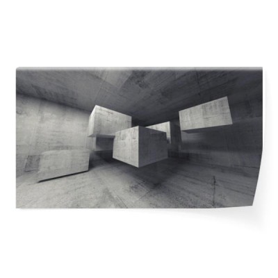abstrakta-betonowy-3d-wnetrze-z-latajacymi-szescianami