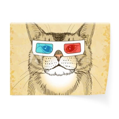 recznie-rysowane-kot-z-3d-okulary-ilustracji-wektorowych-eps10
