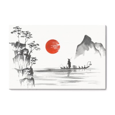 japonia-tradycyjny-japonski-obraz-sumi-e-sztuki-japonia-tradycyjny-japonski-obraz-sumi-e-sztuki-czlowiek-z-lodzi