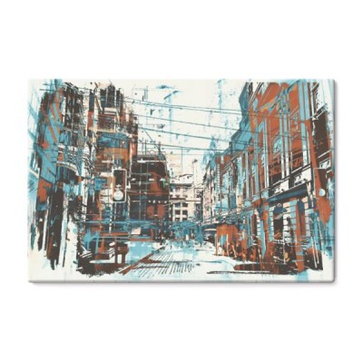 ilustracja-malarstwo-miejskich-ulic-z-grunge-tekstur