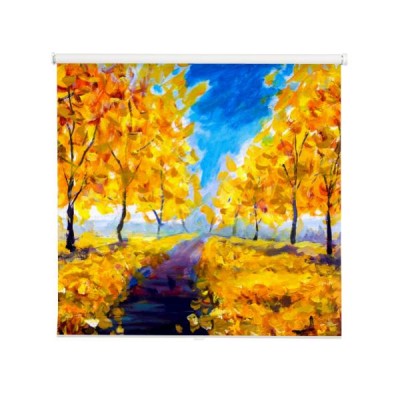obraz-olejny-jesien-zolte-liscie-park-jesienne-drzewa-niebieskie-niebo